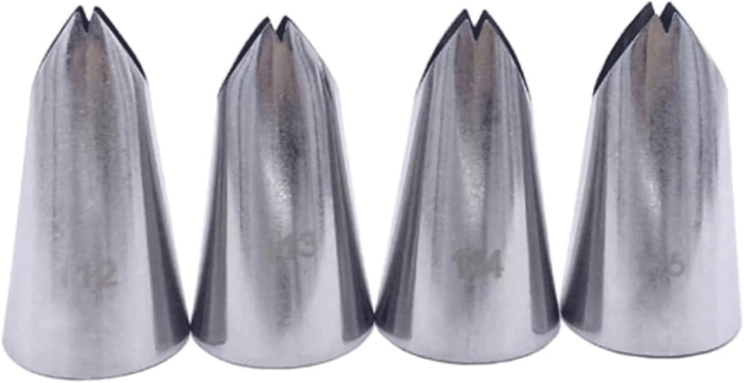Cake Piping Tips Pastry Nozzle 4 Pcs Stainless Steel Icing Piping Nozzles Cake Decorating Pastry Tip Sets Cupcake Tools Piping Tips Set Portable