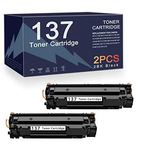 2PK Black Cartridge 137 Toner Cartridge Replacement for Canon 137 imageCLASS MF240 MF247 MF232w MF217w MF212w MF220 MF240 LBP151dw MF249dw MF236n MF212w Printers Toner.