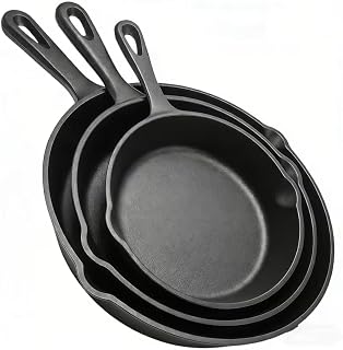 3pcs Cast Iron Cookware Set: Heavy-Duty Non-Stick Pan, Multi-functional Frying Pan, Skillet, And Baking Dish, Suitable for Kitchen & Outdoor Use - Perfect for Cooking Steak & Chicken