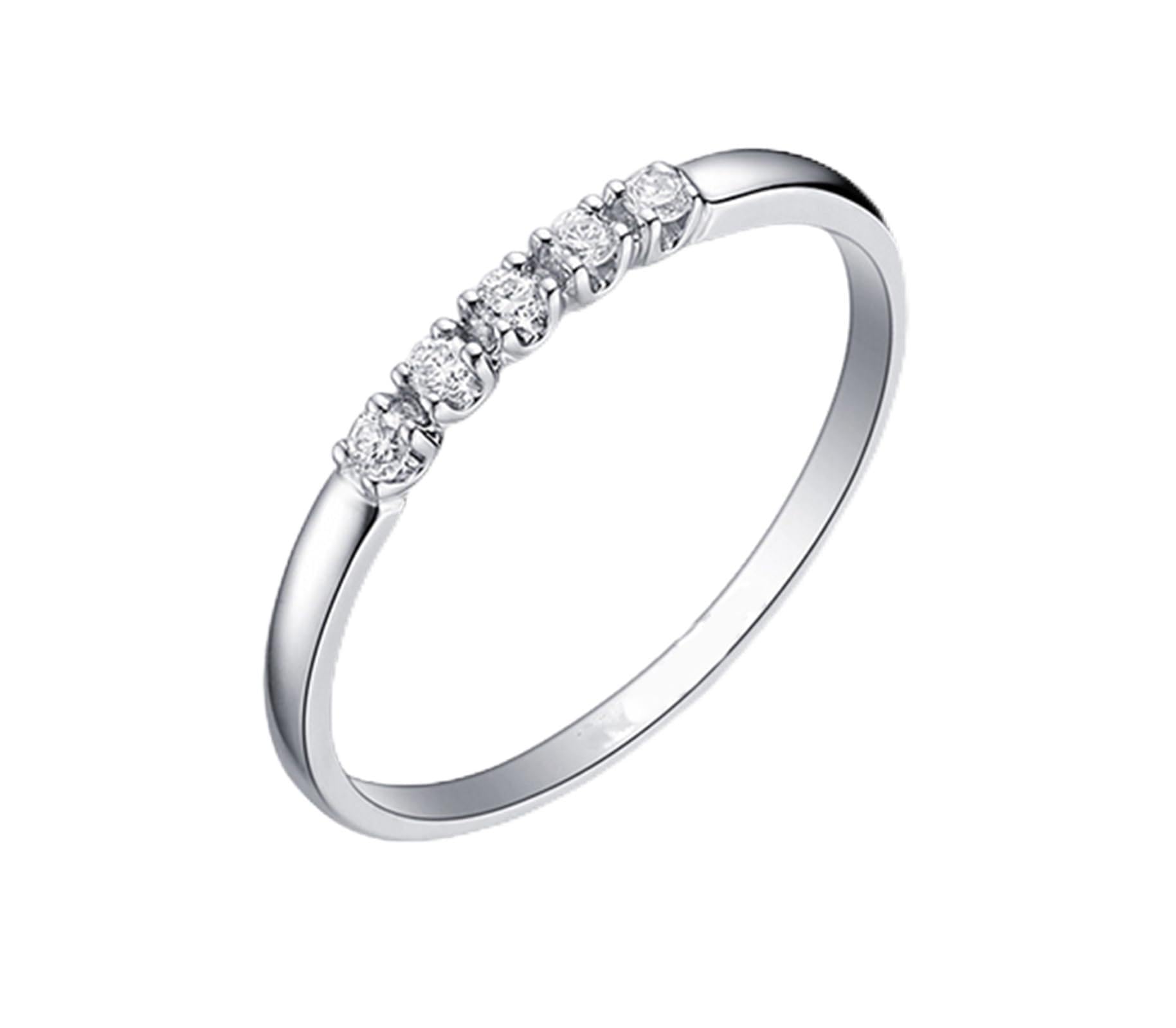 Alianzas de boda de oro blanco, anillos de boda con diamantes de oro real para mujer