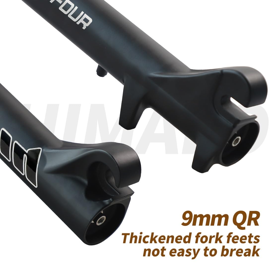 26'' Vélo Fat Fork Descente VTT Fourche À Suspension Pneumatique Débattement 140mm Droite Double Épaule Fourche Rebond Réglable Frein À Disque ， pour Pneu 4.0 (Color : Black)