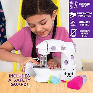 Made By Me My Very Own Sewing Machine for Beginner, Portable Battery Powered First Sewing Machine for Kids Ages 8+, Includes Fabric, Thread, Measuring Tape, & Stuffing,