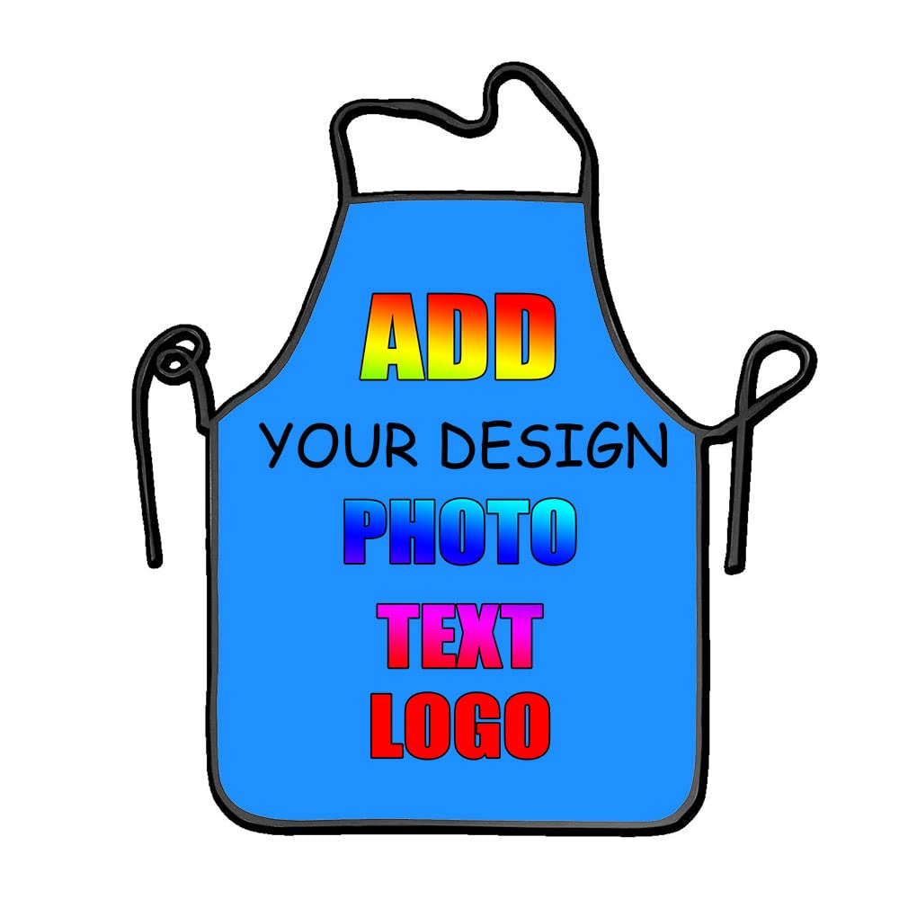 NALAHOME Custom Aprons For Women Men Personalized Apron With Photo Text Logo DodgerBlue
