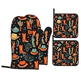 Guantes de cocina para hornear, soporte para ollas, sombrero negro, botas occidentales, impresión gruesa, práctica, antiquemaduras, aislamiento térmico para hornear en la cocina