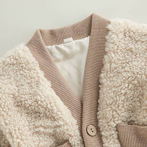 Toddler Baby Girls Boys Winter Fleece Coat Sherpa Cardigan Jacket Fuzzy Outwear Cardigan Warm Winter Outwear (Khaki , 3-6 Months ) #TOP1