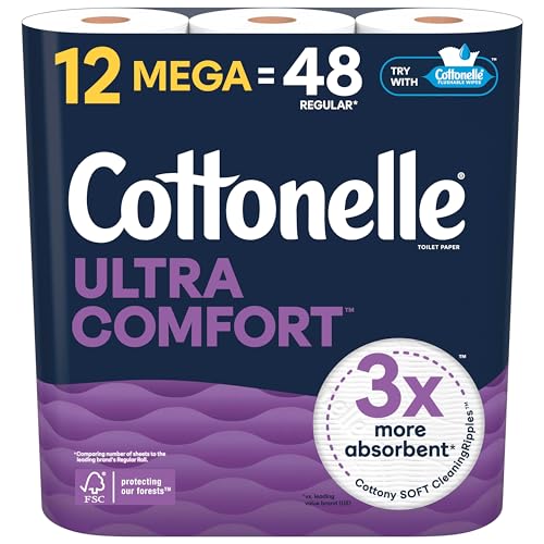 Image of Cottonelle Ultra Comfort Toilet Paper, 12 Mega Rolls (48 Regular Rolls), 244 Sheets per Roll