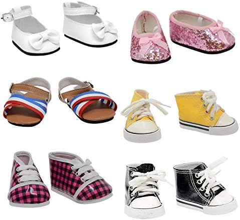 The New York Doll Collection Shoe 6 Pairs of Doll Fits 18" Dolls (Style 4) (Pack of 12)