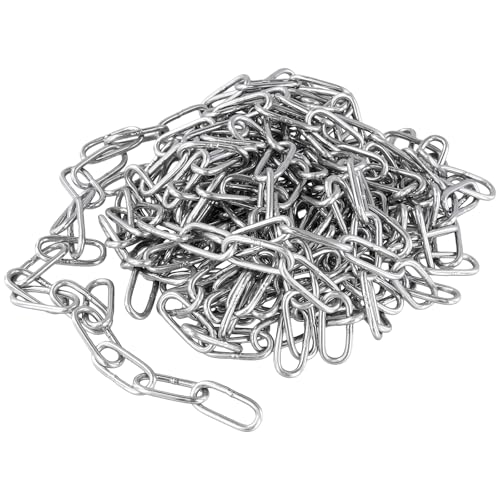 FUNSUEI 6m x 3mm Edelstahlkette Meterware, Stahlkette 304 Edelstahl Kette, Gliederkette, Metallkette Absperrkette Edelstahl Rundgliederkette für Schaukeln Ketten Ankerkette Hängesessel