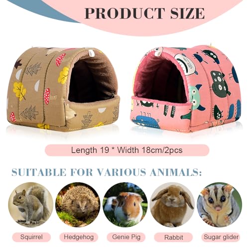 HMCEY 2 Stück Kuschelhöhle Meerschweinchen Bett,Kaninchen Bett Waschbar,Kaninchen Höhle Stoff,Hasenbett Winter,Haus Meerschweinchen Versteck,Haustier Schlafsack für Chinchilla, Lgel, Frettchen