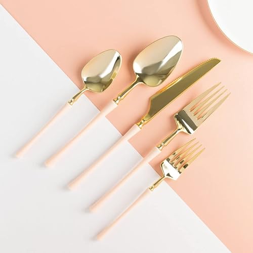 Miniatura 2 de Blue Sky Infinity Flatware Cucharillas doradas y rosadas, 20 unidades, cubiertos de plástico desechables de lujo para fiestas y eventos