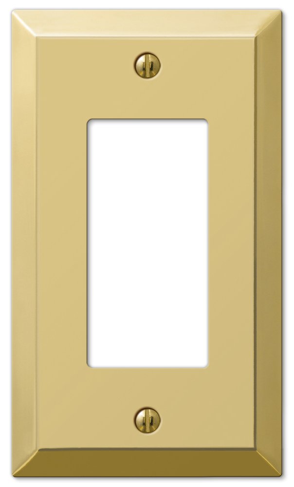 Amerelle 163RBR Traditional Steel Wallplate with 1 Rocker, Polished Brass