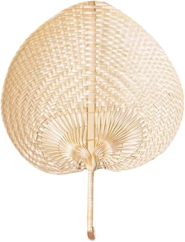Forart Abanicos de mano de rafia natural hechos a mano, exquisito abanico de palma, abanicos de rafia hechos a mano, recuerdos de boda para bodas