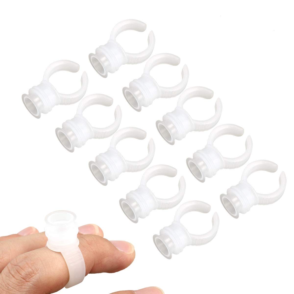 Tinksky Permanent Eyelash Makeup Tool Ink Cup Ring Holder Disposable Pigment Container for Eyebrow Tattooing,100pcs Rings and 100pcs Cups