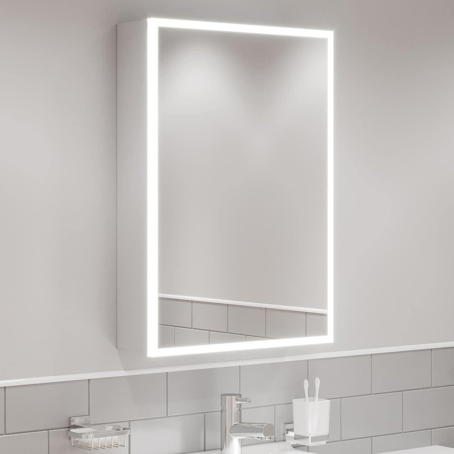 Artis® 500 x 700mm Bathroom Mirror Cabinet LED Lights Wall Mounted ...