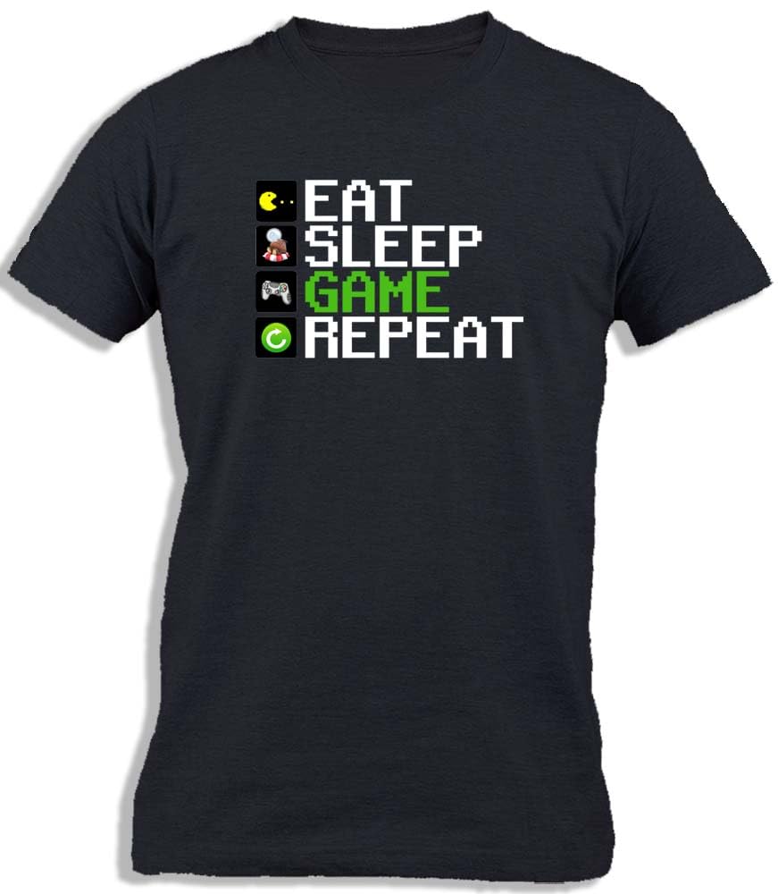 ™ Eat Sleep Game Repeat | Video Game Fan | Gamer Geek Funny Sarcastic Comments Humor Joke Cotton T-Shirt For Men