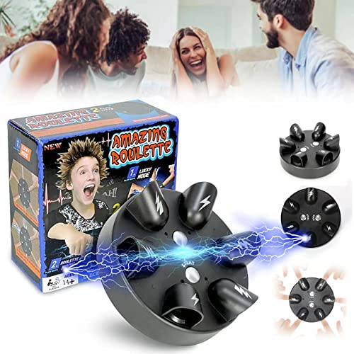 Shock Roulette Party Game,ã2023 NewãFunny Finger Shock Roulette Lie Detector Test Table Game Toy, Electric Shocking Game Interesting Polygraph Prank Decompression Toy for Family Party 2-6 Palyers (A)