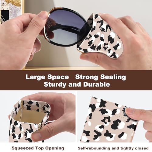 Image of Anikathy 2Pcs Sunglass Eyeglass Glasses Case Soft PU Leather with Cleaning Cloth Portable Glasses Pouch Bag for Men Women