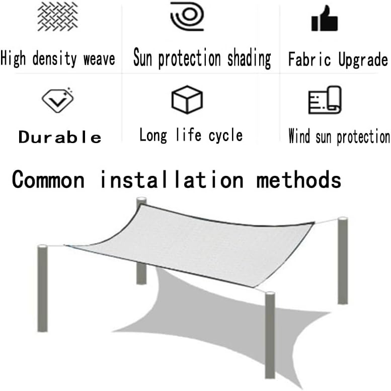 White Sunshade, Shade Cloth Rectangular with Grommets, 6mx6m, 8mx8m, 8mx12m, 60-70% Shade Rate, Breathable Greenhouse Shading Net, Shade Mesh for Greenhouse, Garden, Patio, Plants(2.0x3.0m)