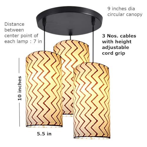 Image of 3 Set Hanging Cluster Light - Pendant Lamps in Cylindrical Shape for Living Rooms /Bed Rooms (Printed Chevron)