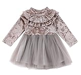 Styles I Love Little Girls Long Sleeve Ruffle Trim Velvet Tutu Dress Holiday Christmas Party Dresses...