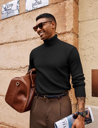 Pull à col roulé anti-courants d'air en tricot stretch confortable homme