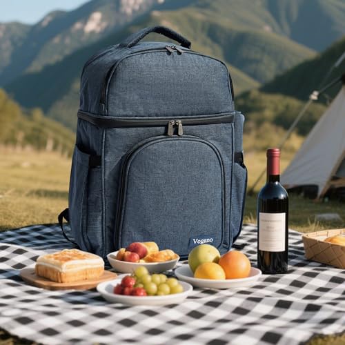 Picnic Backpack & Accessories – Insulated Picnic Set for 2 Person with Dual Compartments, Lightweight Blanket, Cutlery Set, for Newlyweds and Couples Gifts Blue - Image 3