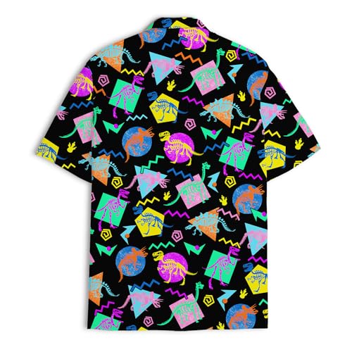 Camisetas havaianas engraçadas masculinas Palm Beach Camisas tropicais de férias O2, Dinossauro boli
