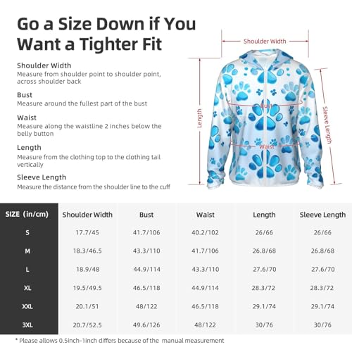 UPF 50+ Sun Protection Hoodie Long Sleeve Blue Paw Print Sun Shirt Rash Guard Fishing Shirts for Men2