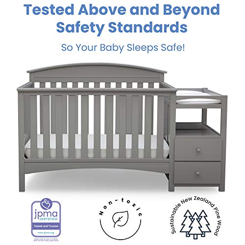 Delta Children Abby Convertible Crib 'N' Changer + Changing Pad And Cover [Bundle], Grey #TOP2