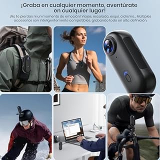 Hiwoor 360°Action Camera, Underwater Camera 30m Waterproof, Mini POV Portable Body Camera, WiFi Wearable Video Recorder 120° Wide Angle, 10+ Accessories – Cycling Travel Pet Walking Sports(64G) Black