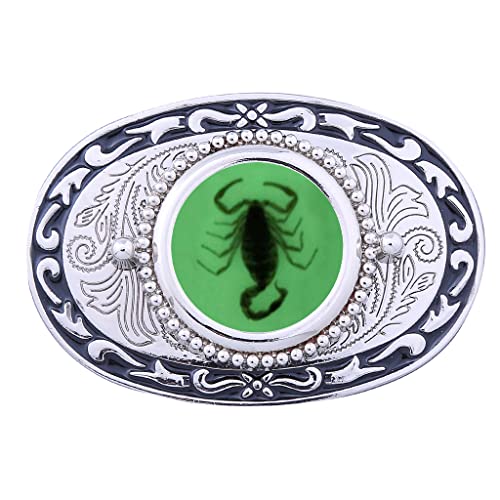 Btilasif Western Belt Buckle Vintage Western Cowboy 3D Scorpion Luminous Stone Belt Buckle For Men Women Kids #TOP1