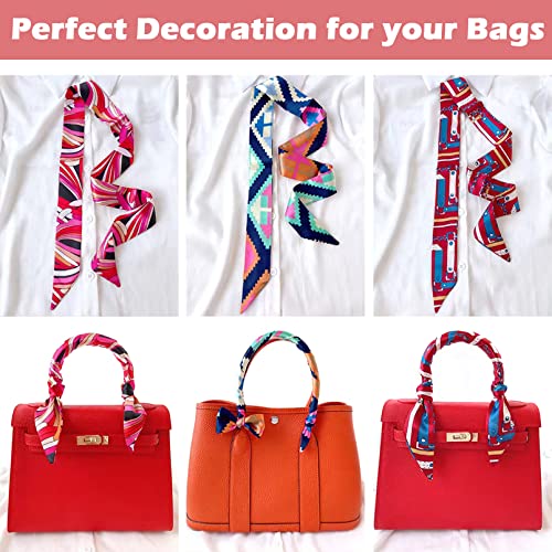 Rainflowwer Fashion Scarf Handle Bag Hair Tie Headband, 12Pcs Neckerchief Package Hair Head Band For Purse Decor, Neck Scarf Skinny Scarfs For Women Hair Bracelet #TOP4