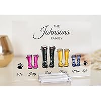 Personalized Wellie Boot print, Family gift, Fully Custom Welly Boots acrylic plaque for Family, Fathers Day, Gift for Mum, Gift for Dad