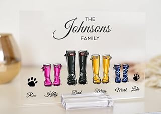 Personalized Wellie Boot print, Family gift, Fully Custom Welly Boots acrylic plaque for Family, Fathers Day, Gift for Mum, Gift for Dad
