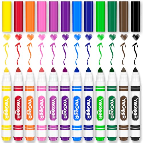 Image of YEGEER 480 Count Washable Markers Bulk - 12 Assorted Colors, Broad Tip Markers for Kids, Teachers, and Classroom Supplies, Perfect for Art and Coloring.