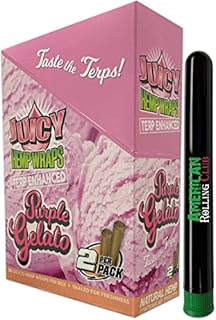 Juicy Wraps Purple Gelato - Terp Enhanced (25 Packs, 2 Wraps Per Pack) Includes Display Box and American Rolling Club Tube (Juicy Jay's)