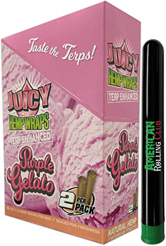 Roll With Us Depot Juicy Purple Gelato - 50 Wraps (25 Packs 2 Wraps Per Pack) Natural Triple-dip System Sealed Extra Tight Includes Display Box and ARC Cigarette Saver