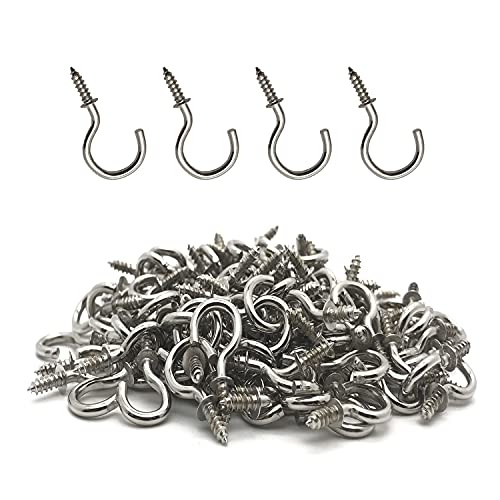 Myyzmy 120 Pcs 1/2 Inch Screw-In Hooks Nickel Plated Metal Cup Hooks, Ceiling Hooks Silver #TOP4