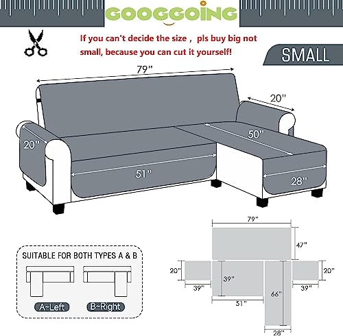 Googgoing Sofa Slipcover, L Shape Sofa Cover Sectional Couch Cover Chaise Lounge Slip Cover Reversible Waterproof Sofa Cover Furniture Protector Cover For Pets Kids Children Dog Cat(Dark Grey,Small) #TOP1