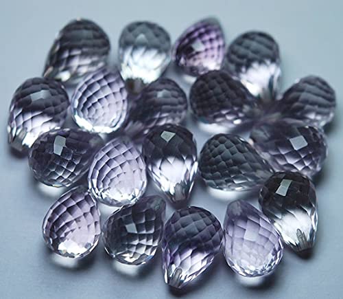 Améthyste rose naturelle en gouttes briolettes 10x14mm pour offrir un cadeau artisanal unique