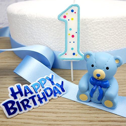 Baby's 1st Birthday Blue Teddy Bear Cake Decoration Set