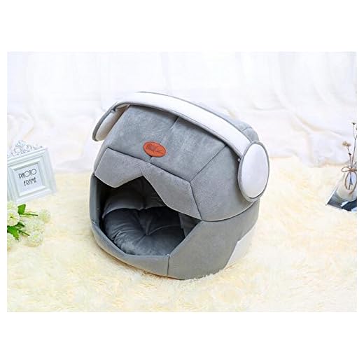 Panier pour animal domestique chaud Coton Chien Maison casque de l'espace en forme de chapeau Chiot chenil avec amovible Coussin de couchage, convient pour Entreprises Pets