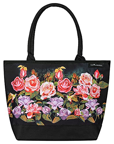 VON LILIENFELD Handtasche Damen Motiv Rosen Garten Blumen Shopper Maße L42 x H30 x T15 cm Strandtasche Henkeltasche Büro