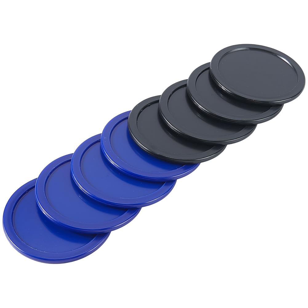 CREATCABIN 8PCS Air Hockey Pucks 2.5 Inch Heavy Replacement Pucks Standard Plastic Lightweight for Tables Equipment Practicing Training Set Entertainment Party Accessories Indoor Adults Blue Black