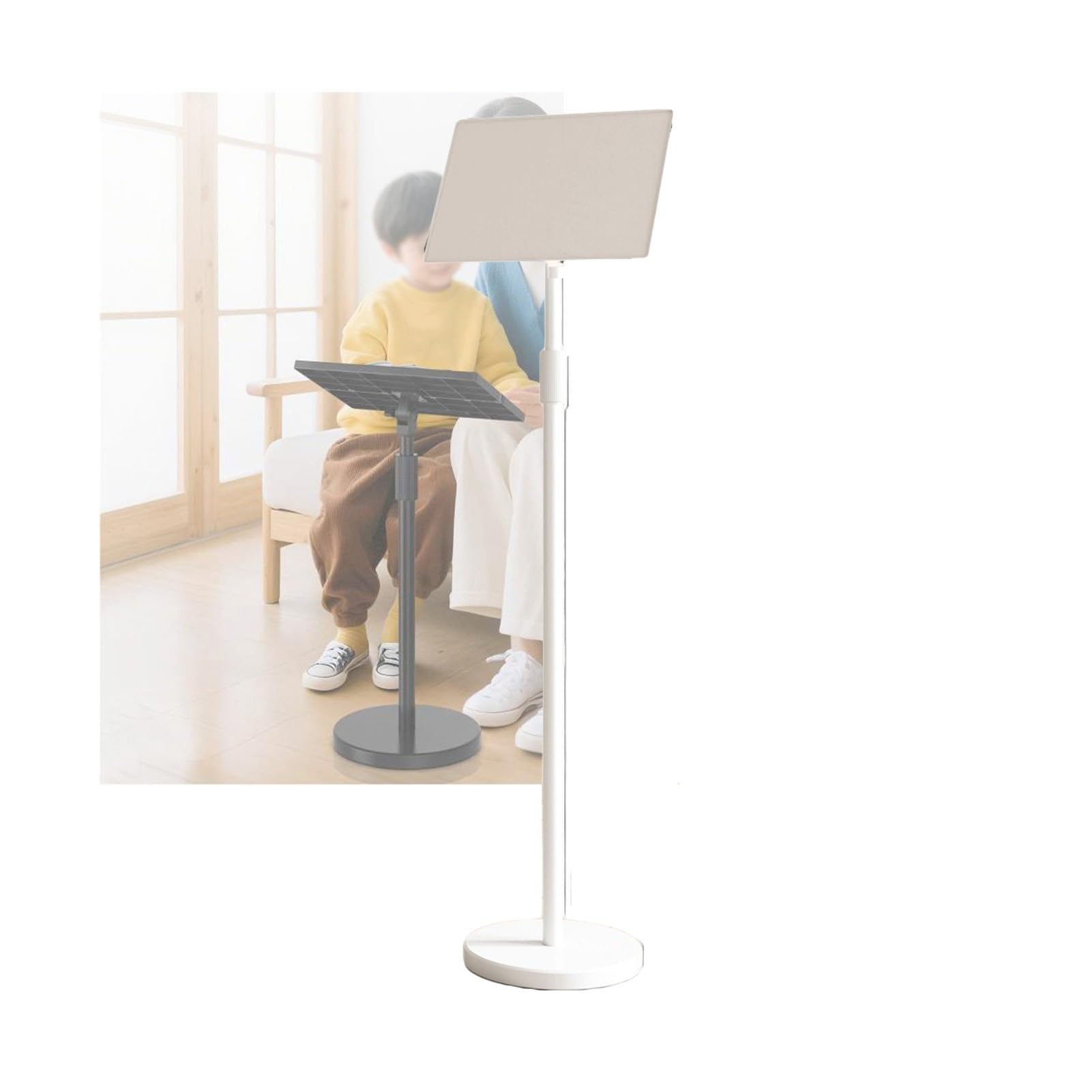Escritorio portátil for tableta, soporte de suelo for libros | Con clips de página, for el hogar, oficina, partituras, libros, portátiles y recetas.(White)