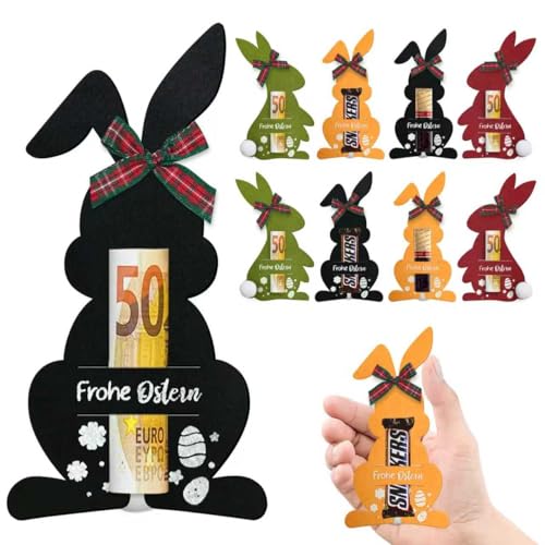 LIZANQU 8 Stück Ostern Geldgeschenke, Osterhasen Filzdekorationen, Geldgeschenk Verpackung für Ostern Hasen aus Filz Geschenk Lustige Osterdekoration zum Verschenken für Geld (AA)