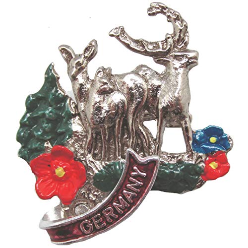 Oktoberfest German Hat Pin by E.H.G | Metal Deluxe Alpine Stags | Germany Banner