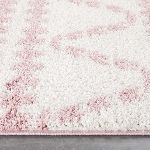 Well Woven Tribal Diamond Stripes Blush Pink Soft Shag Area Rug 5X7 (5'3"X7'3") #TOP7