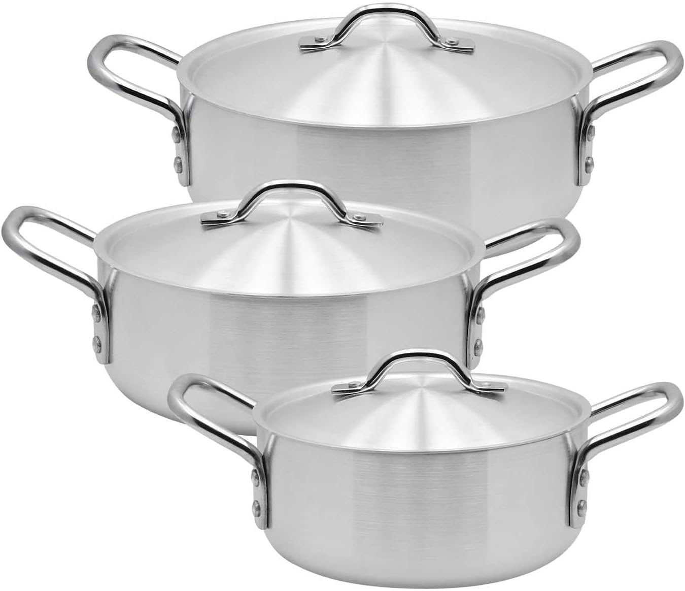 Raj Aluminium Fish Pot Set, Cookware Set With Lid, Set Of 3, RATPS6, Cooking Pot, Curry Pot, Compact Cooking Pot, Casserole Set