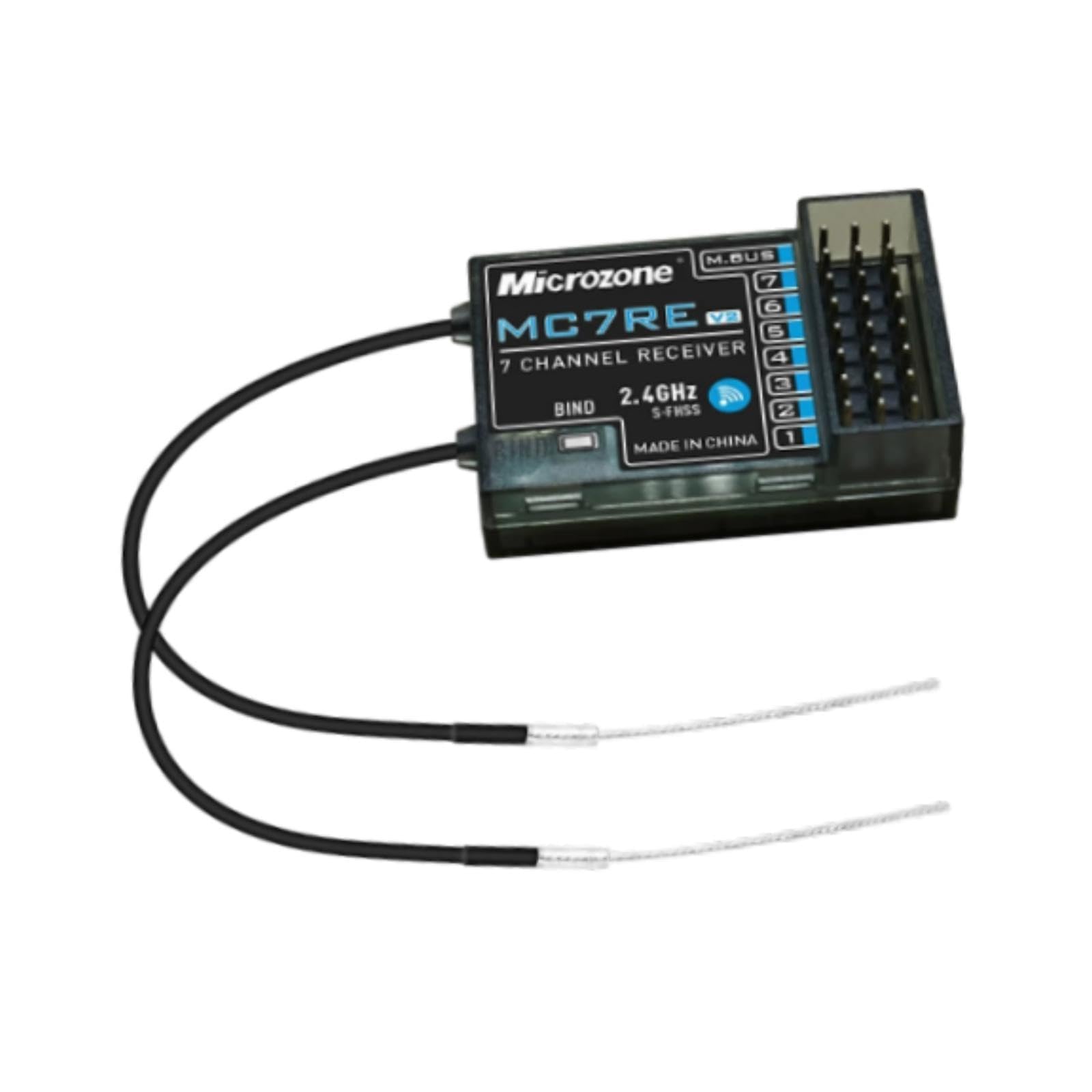 MC7RE V2 - Receptor de 7 canales de 2.4 GHz para drones y cuadricópteros Microzone SFHSS System RC